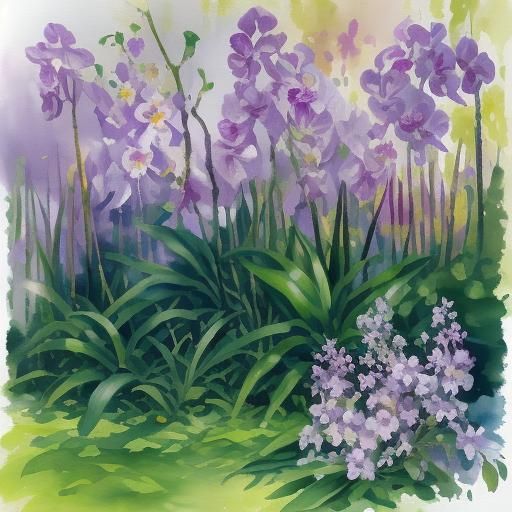 Orchids in Impressionist Gouache Style