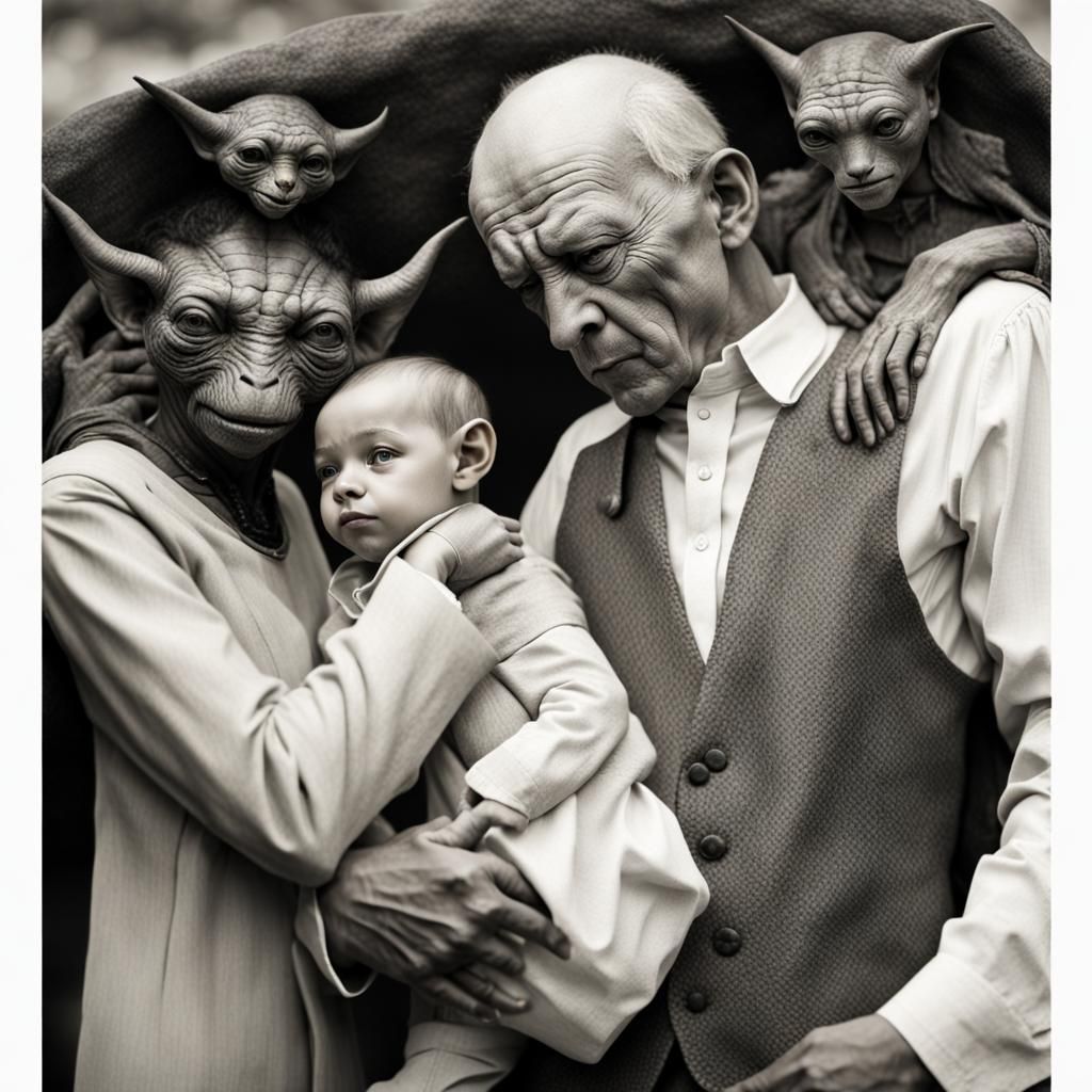 Surreal Alien Celebration in Restaurant, Professional Photog...