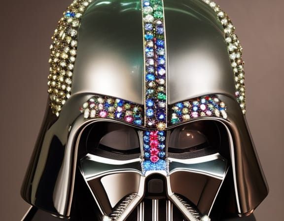 Jewel-Encrusted Darth Vader Helmet in Hyperrealistic Style