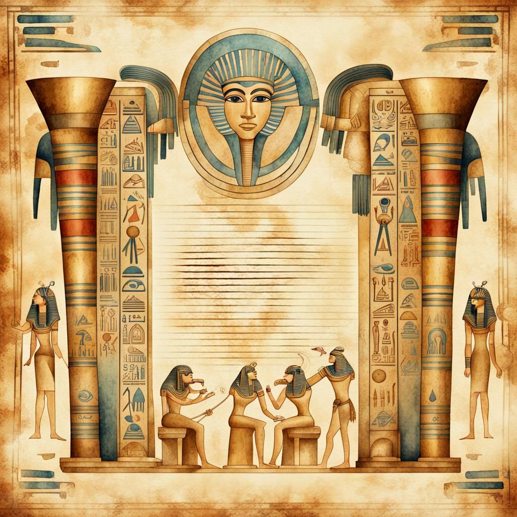 Vintage Egyptian Hieroglyphs on Antique Paper