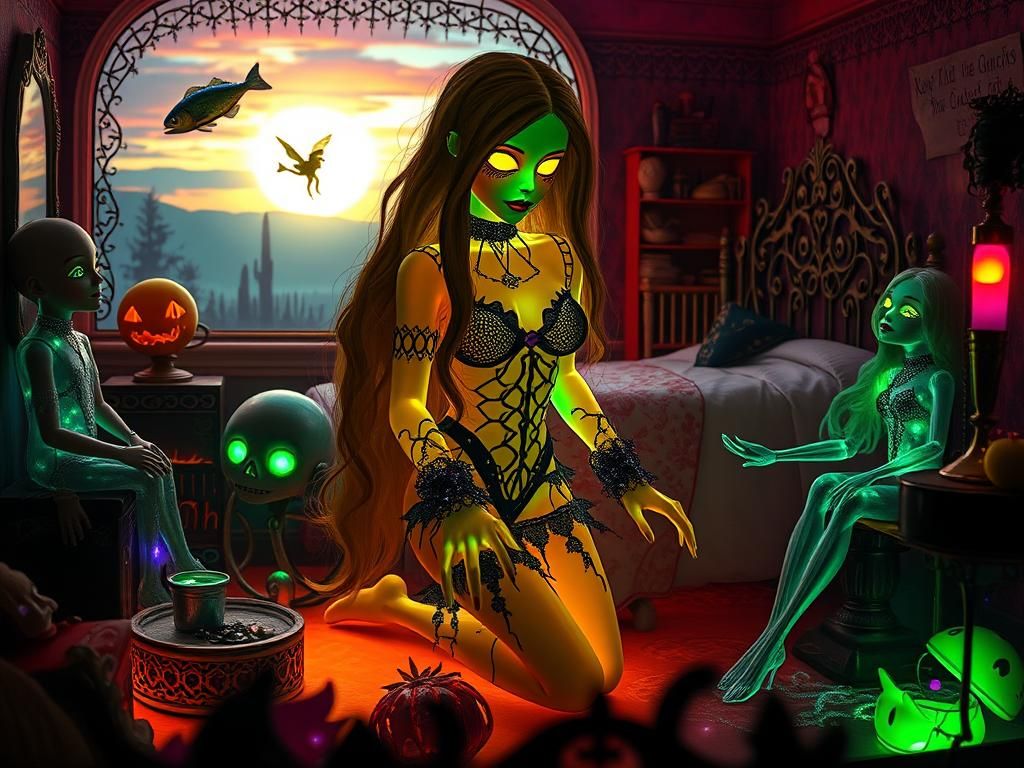 Gothic Dream Doll in Fabergé Glass Village