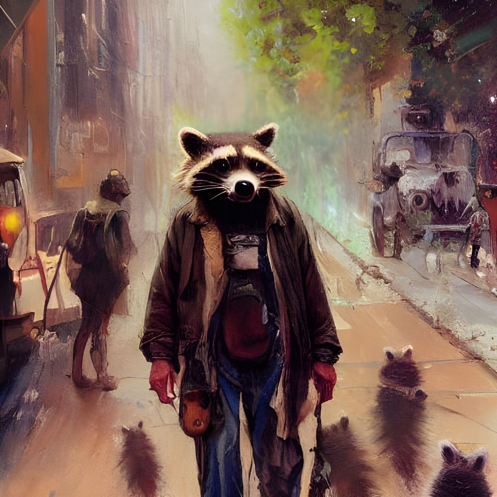 Raccoon Army Disrupts San Francisco Party as Oil Painting