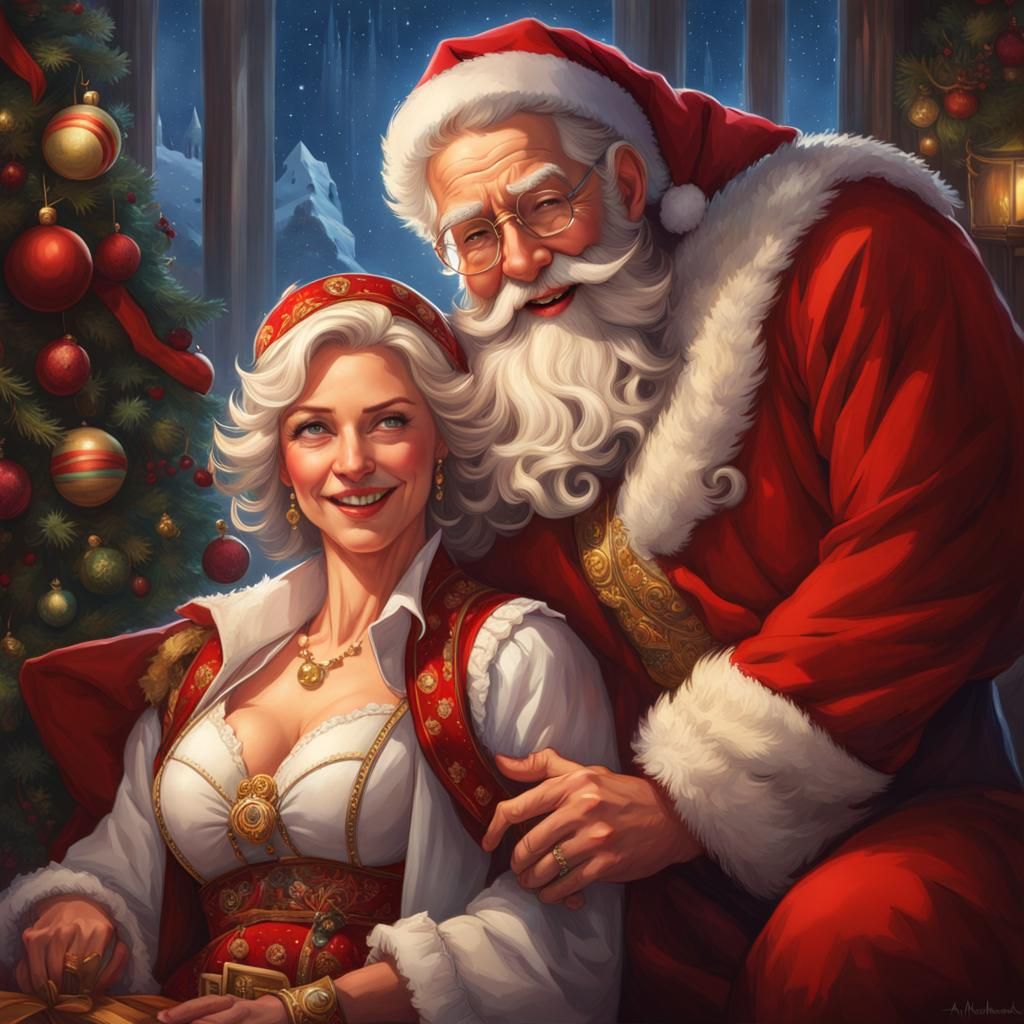 Santa Claus at home with his lovely wife