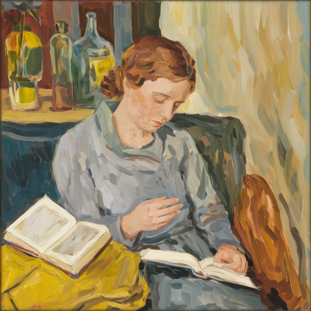 Mystical Woman Reading Book With Aura