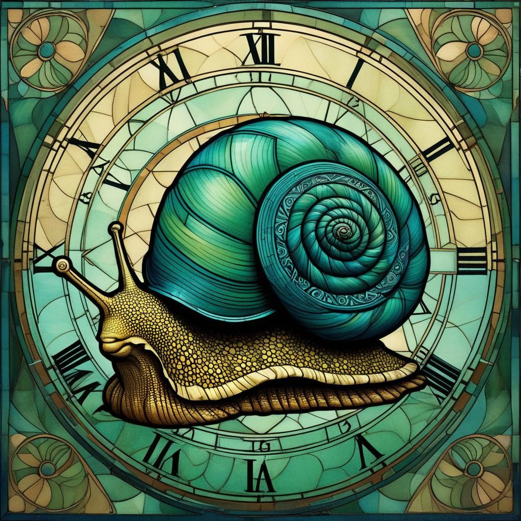 Art Deco Snail with Clockpunk Geometric Elements