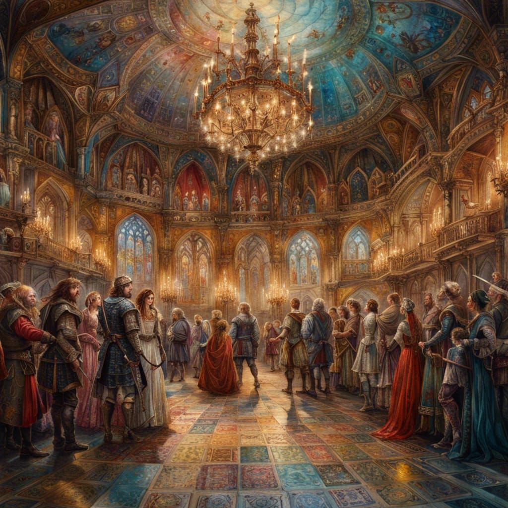 Medieval Ball in a Grand Ballroom