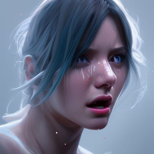 Girl Crying: Hyperdetailed Portrait in Art Nouveau Style