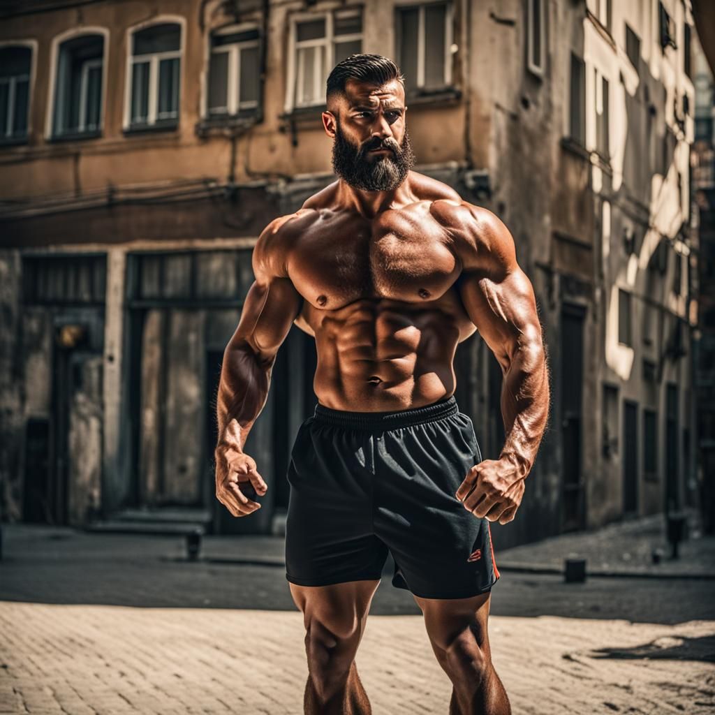 Muscular Turkish Man: Cinematic Film Still