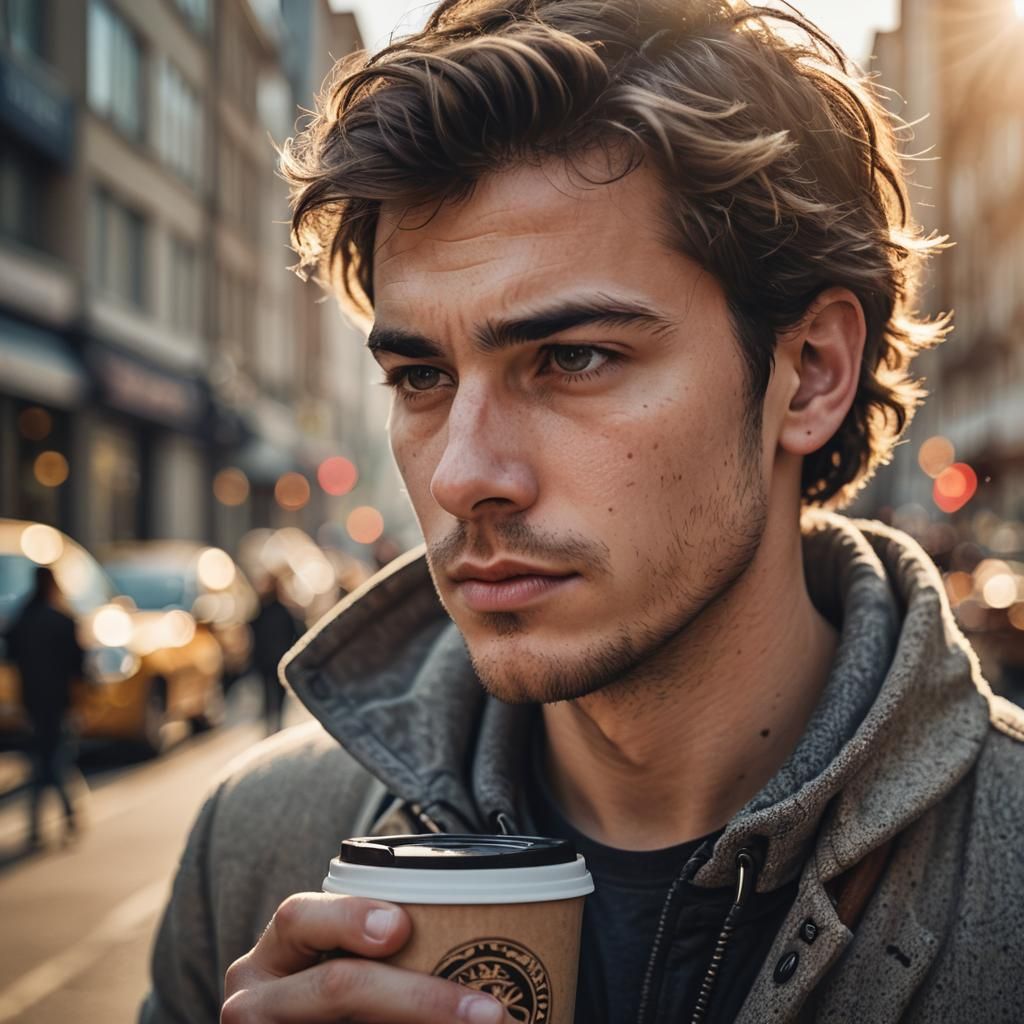 Dynamic Coffee Ad Shot in Natural Morning Light