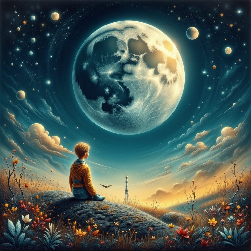 Lonely Prince Gazes at the Moon