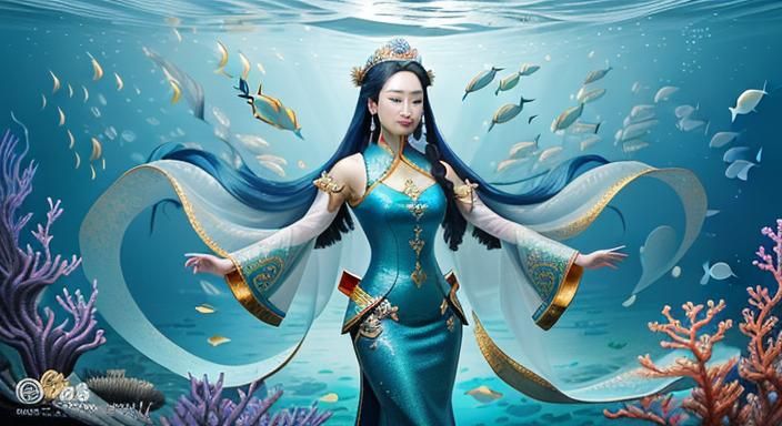 Queen Mu Yanling: Hyperrealistic Mermaid Empress Portrait