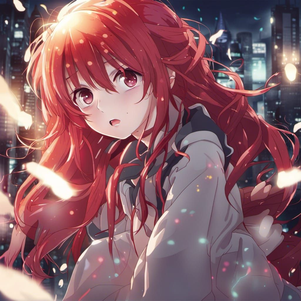 Anime Style Red-Haired Ghost Girl in 4K