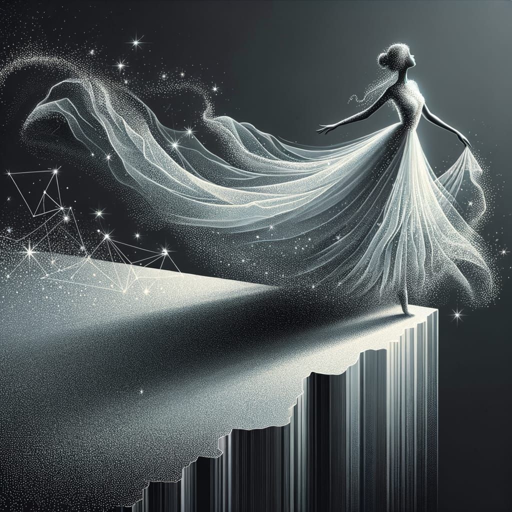 Enchanted Cosmic Dancer in Silvery Tulle