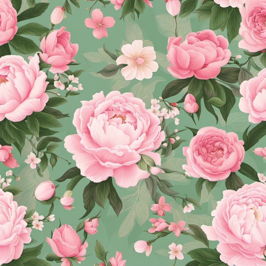 Romantic Pink Floral Seamless Pattern in Pastel Shades