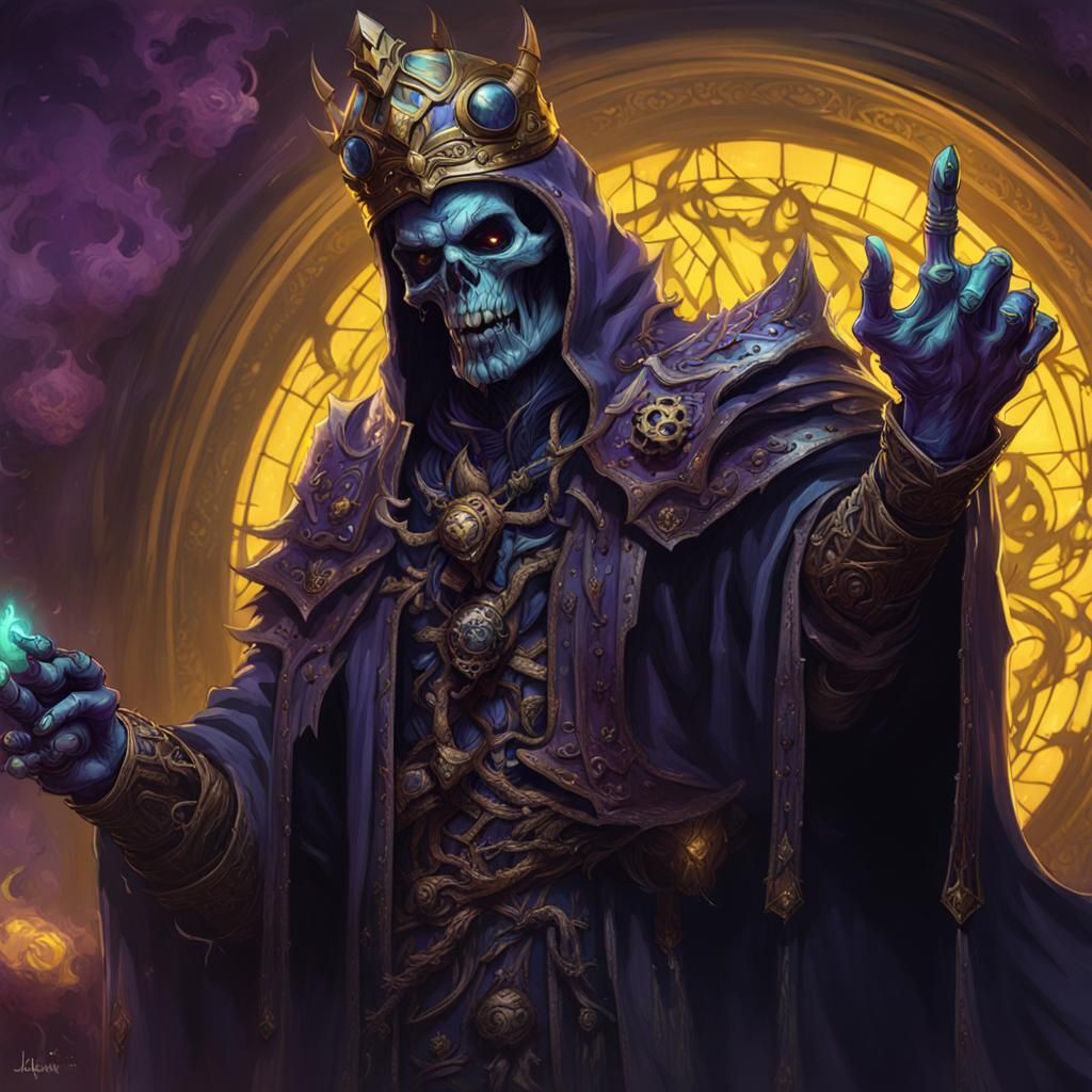 Lich Shows Middle Finger in Dark Fantasy Art