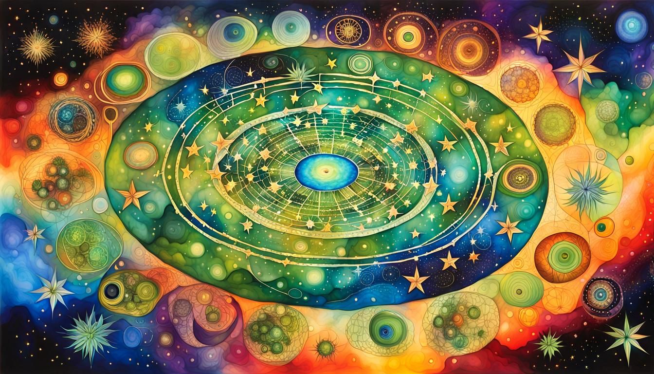 Glowing Stars Crop Circle in Alcohol Ink Style