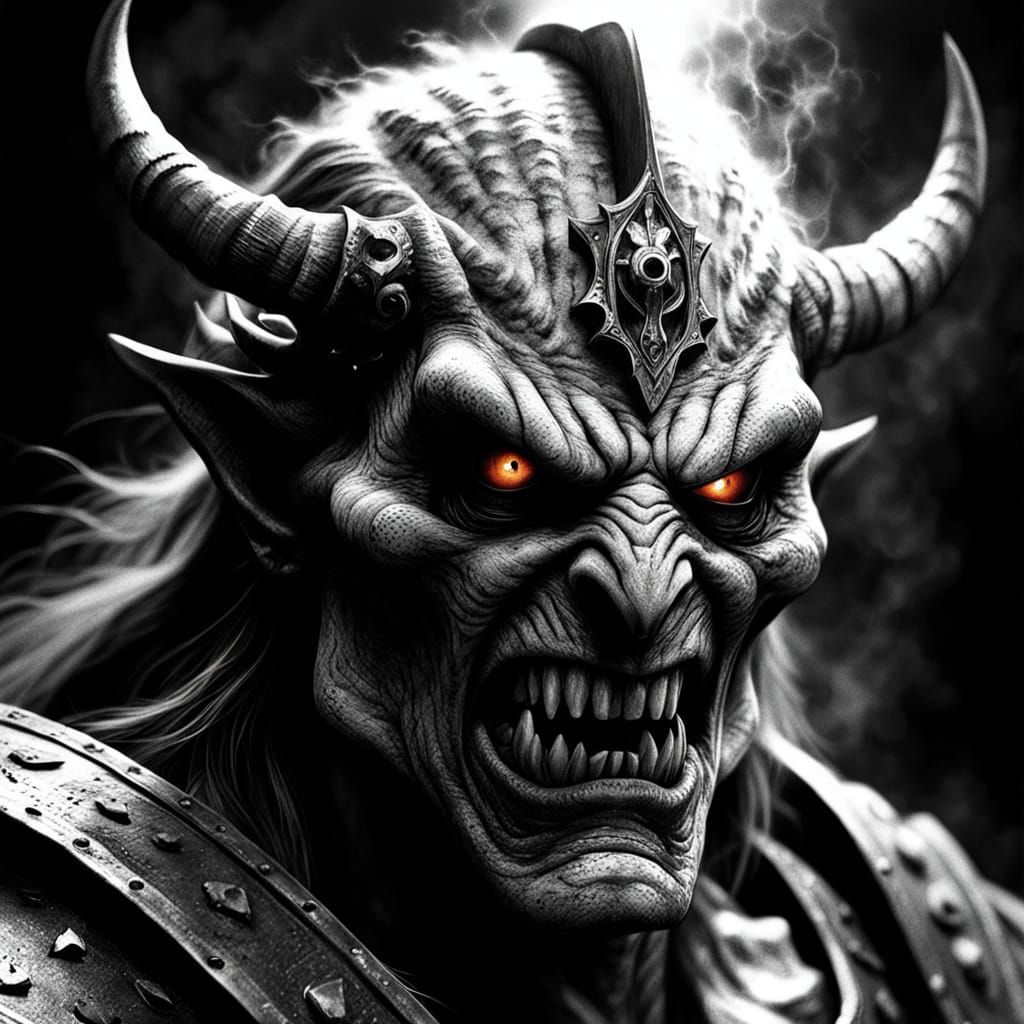 Twisted Dark Lord Link in Noir Grayscale Horror Portrait