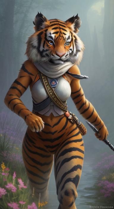 Ahsoka as Tiger Girl in Ethereal Fantasy Style
