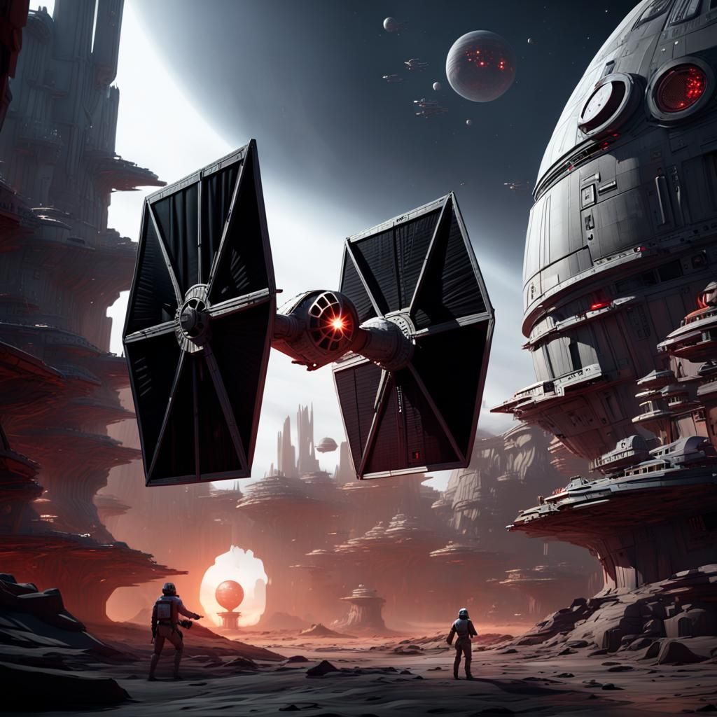 Star Wars Death Star with TIE Fighter