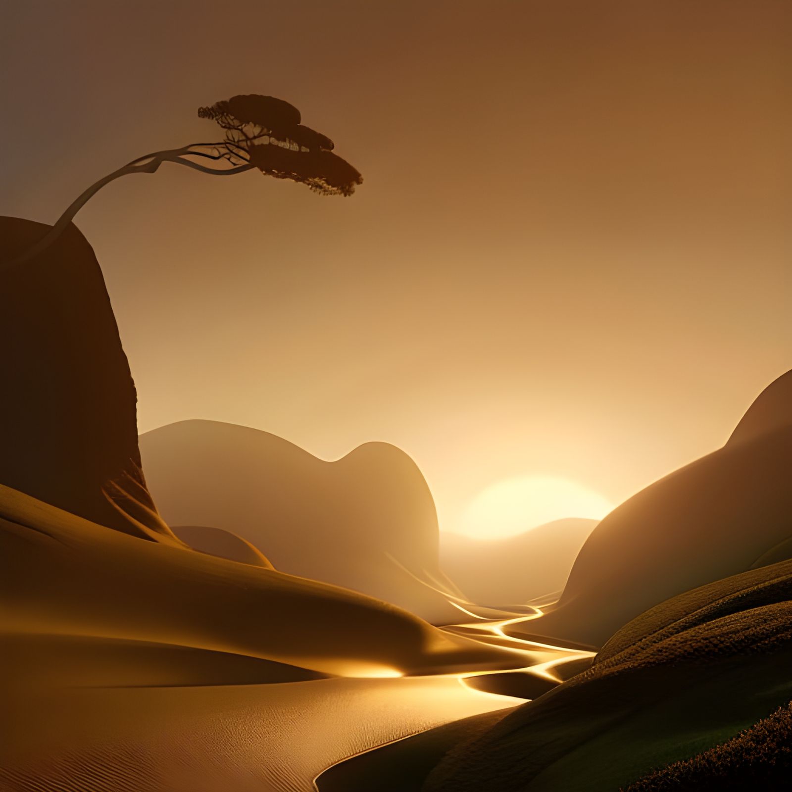 High-Quality Digital Illustration with Volumetric Lighting
