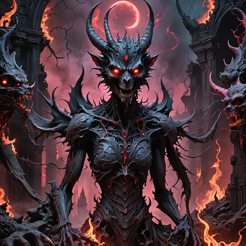 Demonic Porcelain Jersey Devil in Dystopian Futurism