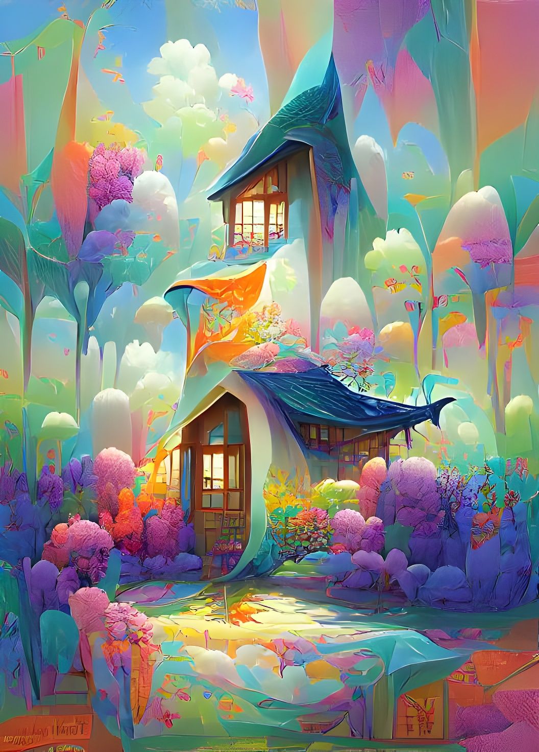 Ethereal Wizard's Cottage: A Painterly Cel-Shaded Dream