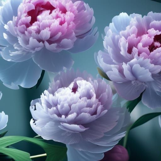 Surreal Peony Flowers Under Spectral Light, Detailed 8K
