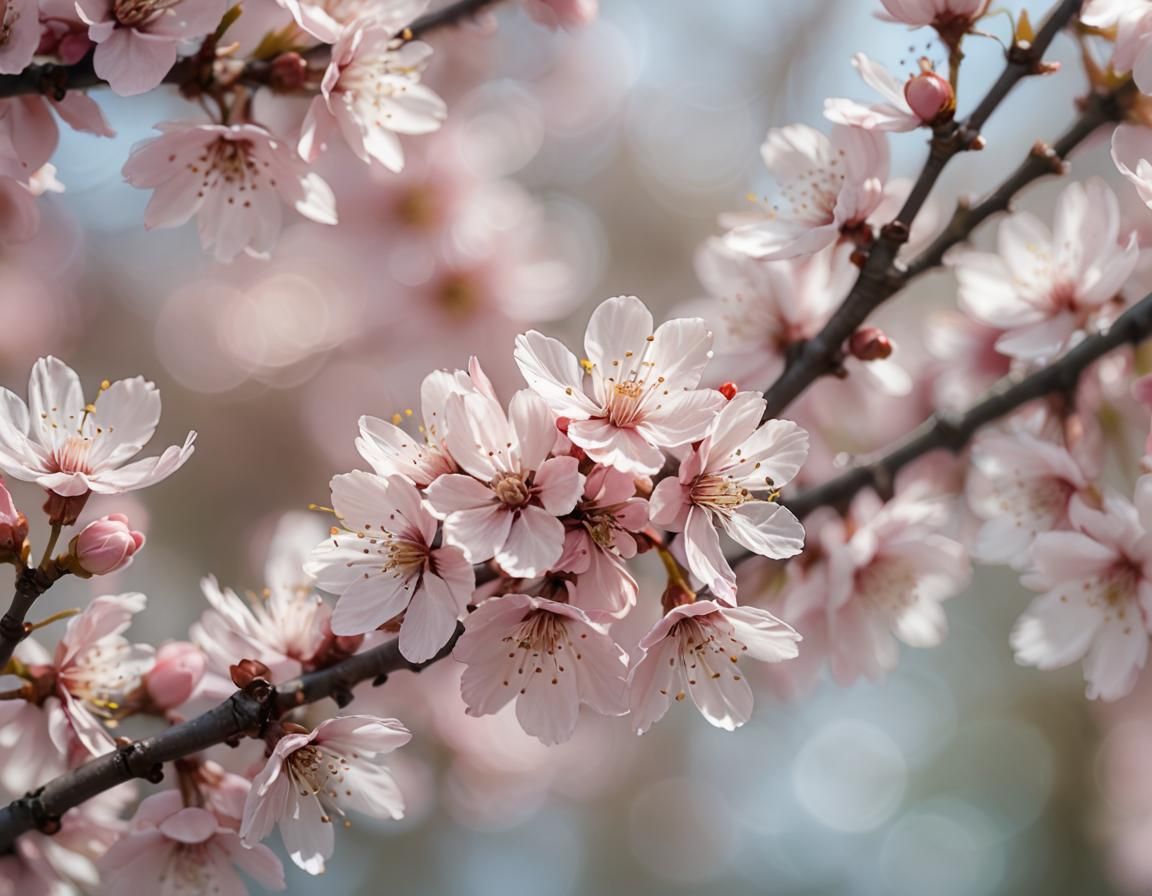 Delicate Cherry Blossom Petals in Macro Photography