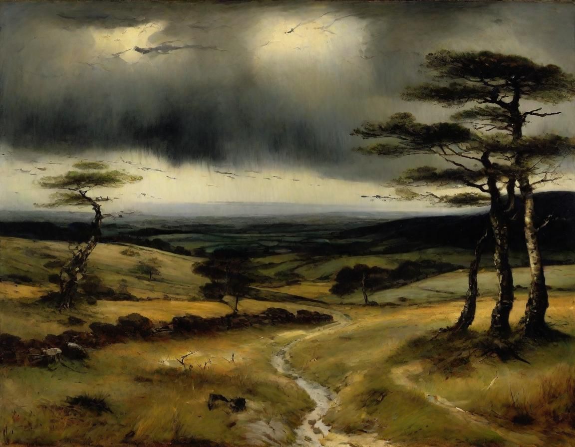 Dramatic Moorland Storm Approaching: Detailed Landscape Pain...