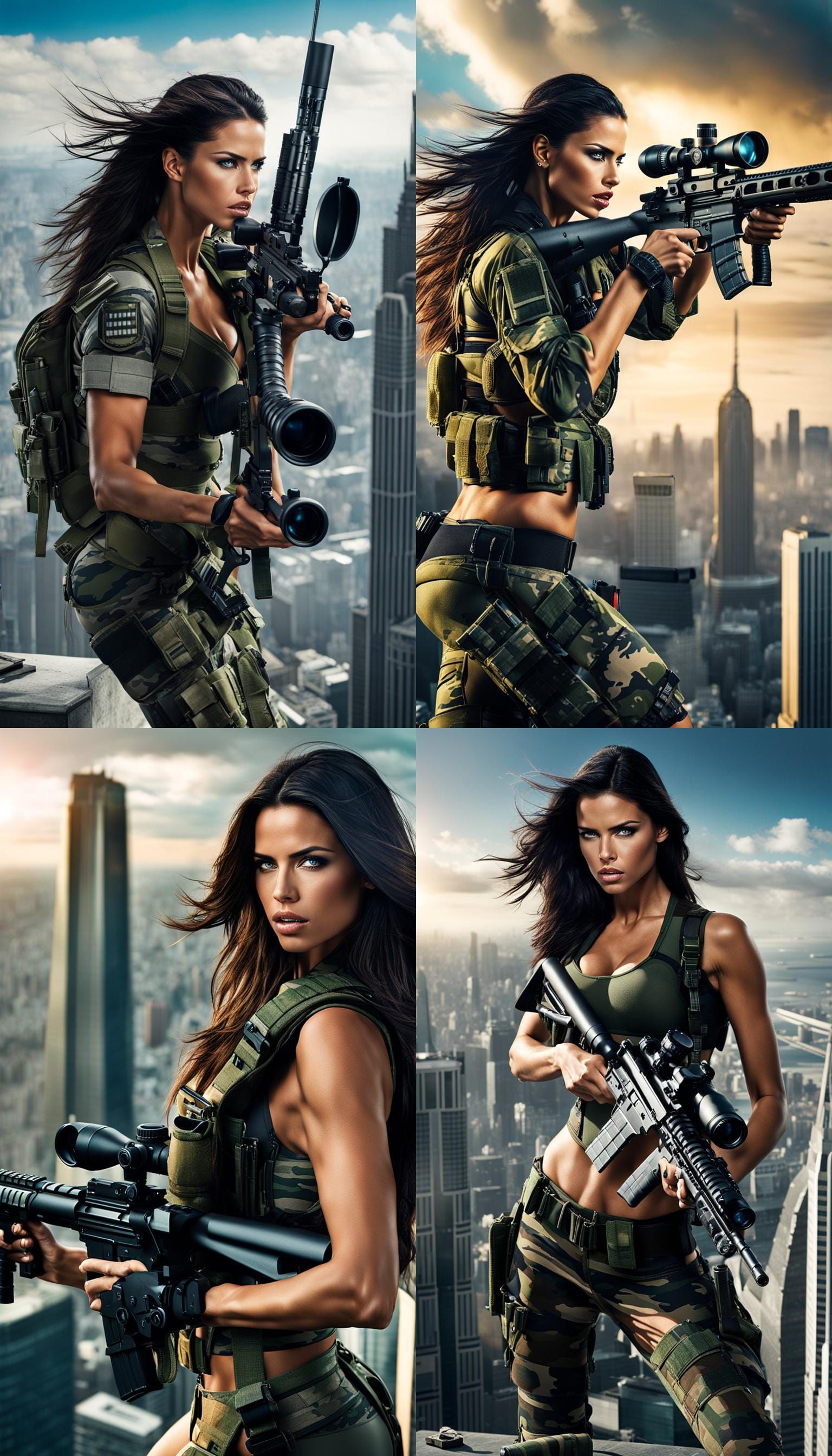 Woman with Sniper Rifle on Skyscraper