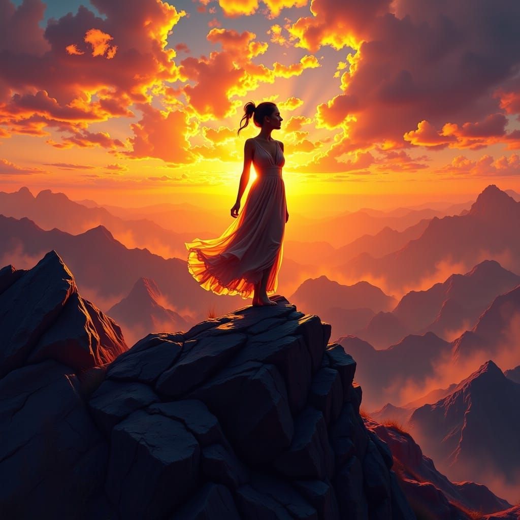 Ethereal Lady in Sunset Chaoscape