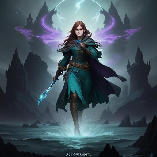 Fantasy Woman with Magic Pistol, Dark Fantasy Concept Art