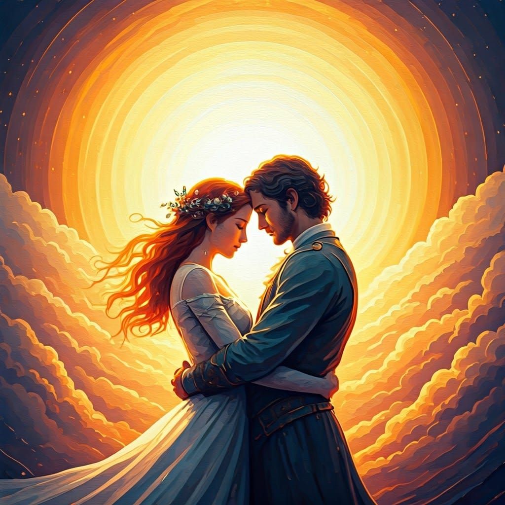 Romantic Embrace in Impressionist Style