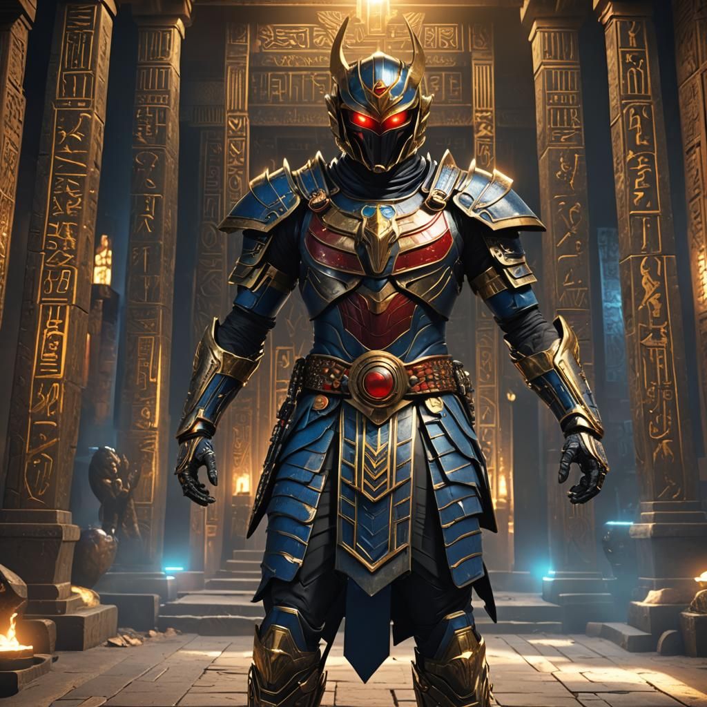 Egyptian Dark Armor Kamen Rider in Ancient Temple