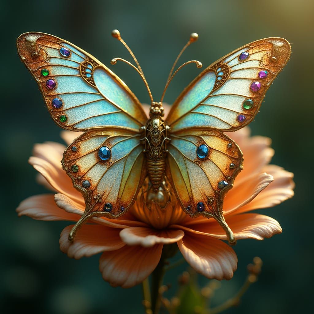 Steampunk Butterfly in Whimsical, Industrial Details