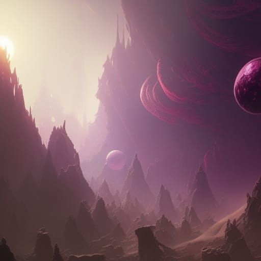 Hyperdetailed Purple Planet in Dark Fantasy Style