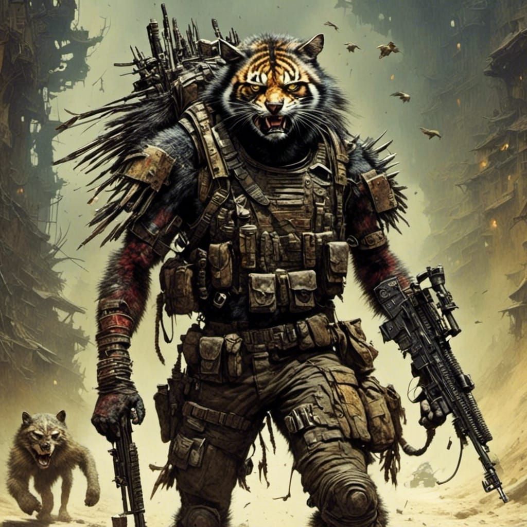 Dystopian Sci-Fi Predator and Prey Action Scene