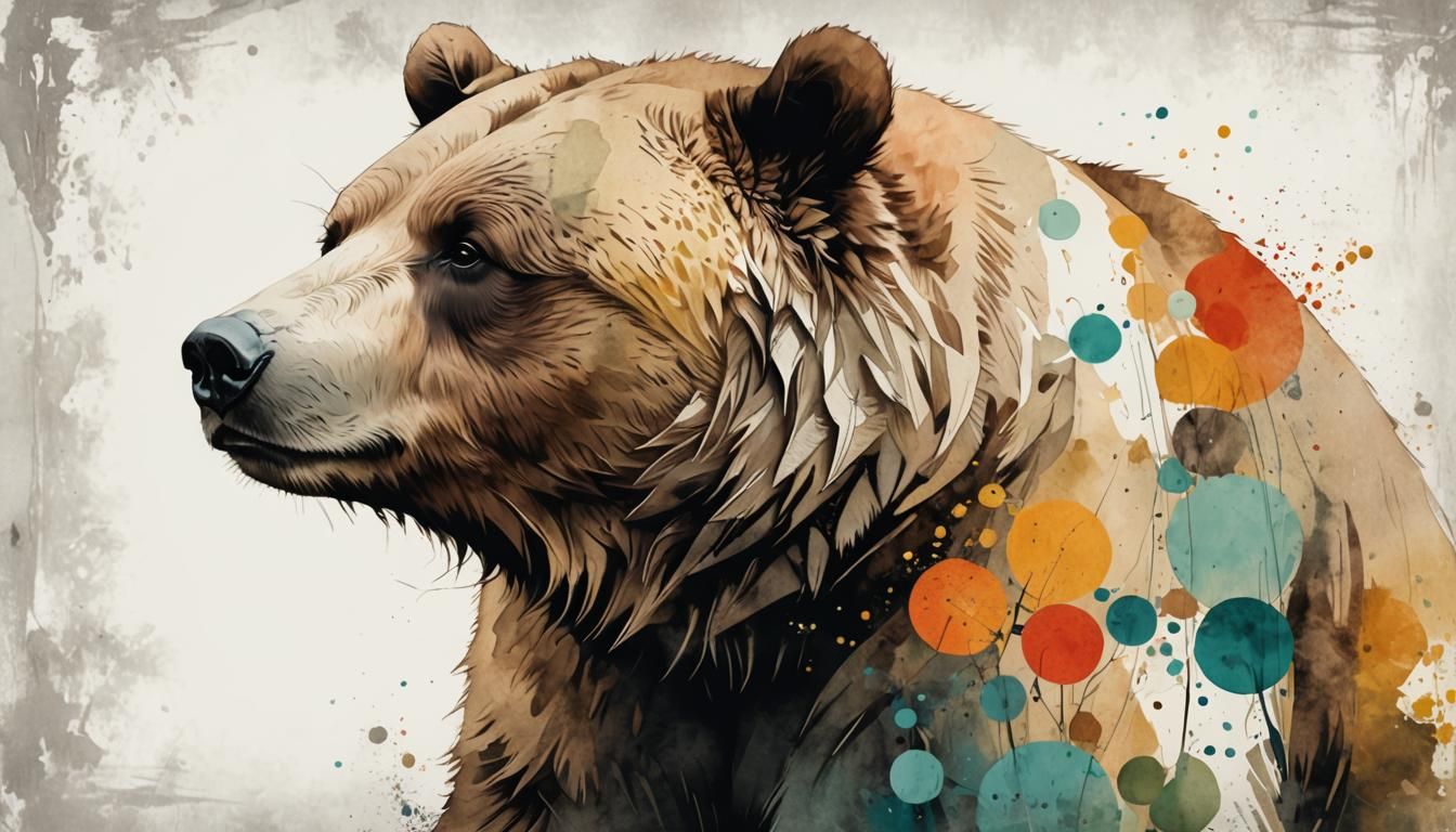 Cute Minimalist Obese Bear Clipart in Pastel Colors