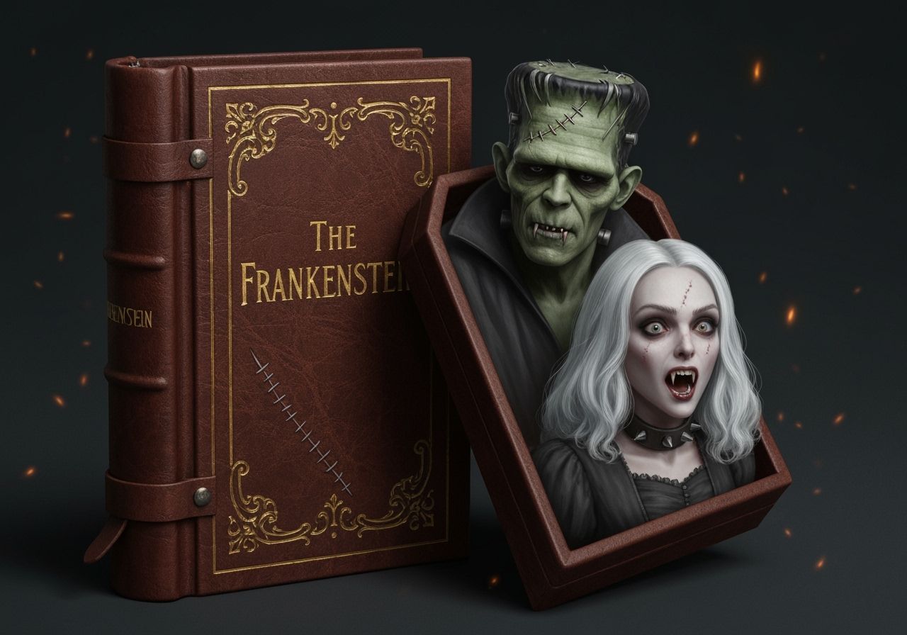 Gothic Frankenstein Book Vampire Portrait