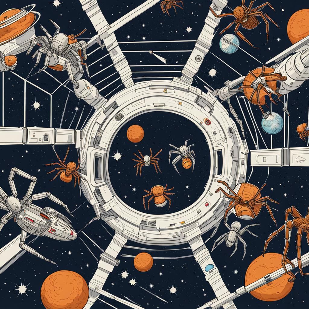 Spiders Floating Surrealistically in Space