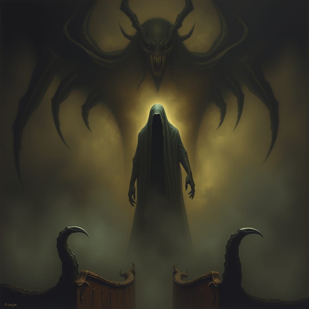 Ominous Figure in Dark Mystical Realm