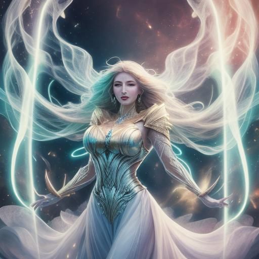 Ethereal Ascension: Woman Bathed in Divine Light