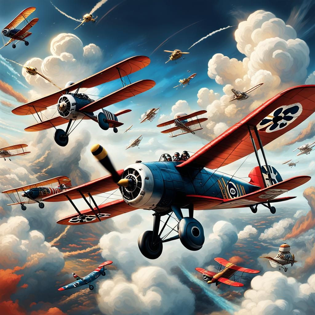 Snoopy vs Red Baron: Aerial Dogfight Concept Art
