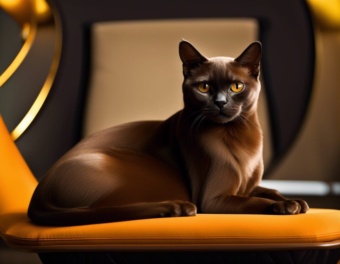 Burmese Cat with Jewellery on Modern Furniture