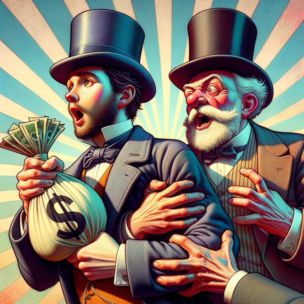 Comical Bribery Scene in 3D Clay Style