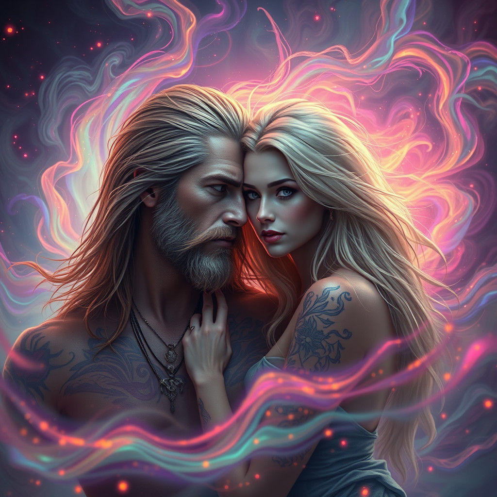 Ethereal Encounter in Dreamlike Landscape