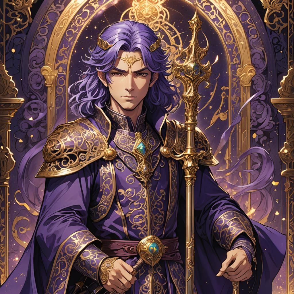 Anime Prince Archmage Portrait in Manga Scan Style