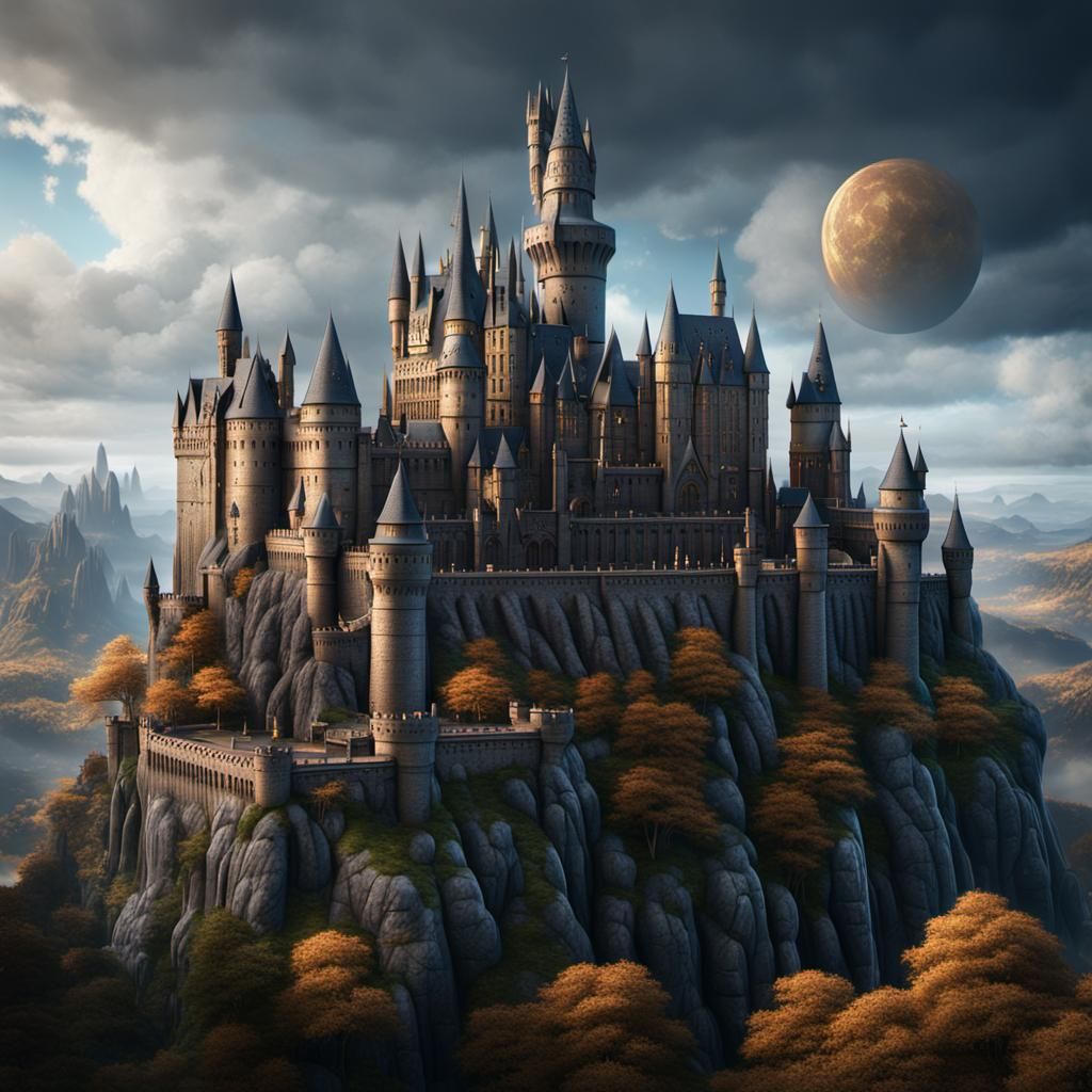 Detailed Matte Painting of Hogwarts Castle