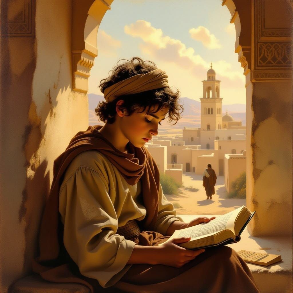 Young Arius in Libya: Dutch Master Oil Painting