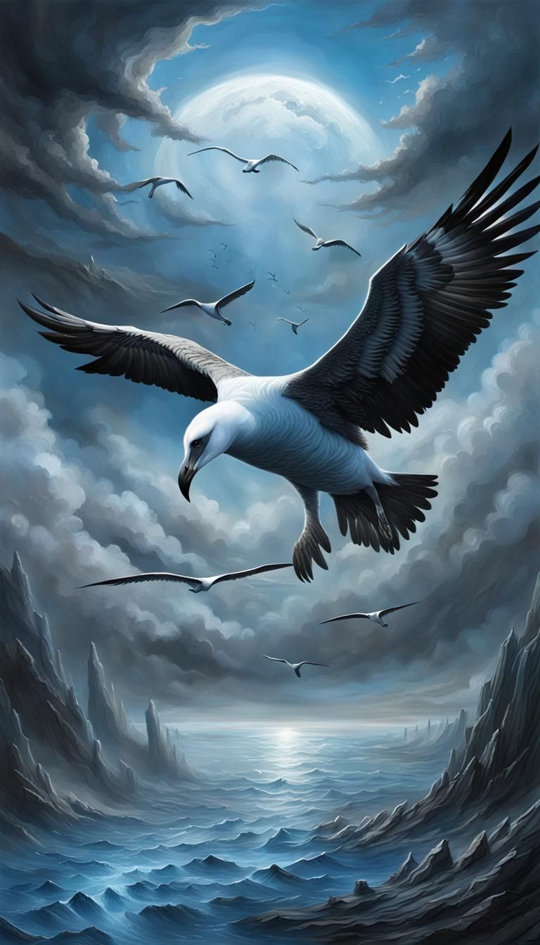 Albatross Soaring in Endless Blue Sky